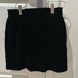 JCrew Black Velvet High Waisted Stretch Mini Skirt